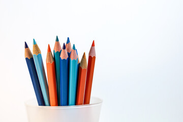 Complementary Blue Orange Color Concept with Pencils