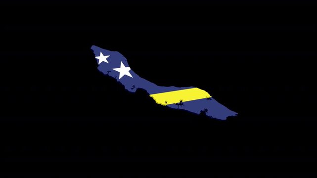 Curacao Map Animation Filled with National Flag, Alpha Channel Included