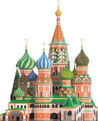 St. Basil's Cathedral in Moscow, Russia, isolated on white background vector illustration. Monuments and landmarks Series
