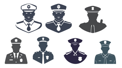 Flat patrol officer glyph icon in solid stencil vector, minimalist law enforcement character illustration with clean lines isolated on white background, simple police symbol for security, safety