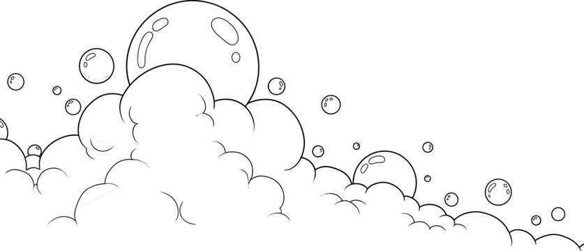 Abstract background with soap bubbles foam and suds cartoon vector illustration in line style