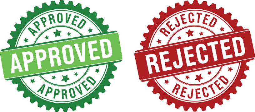 Approved rejected rubber stamps grunge vector, approve decline stamps, accept or decline seal