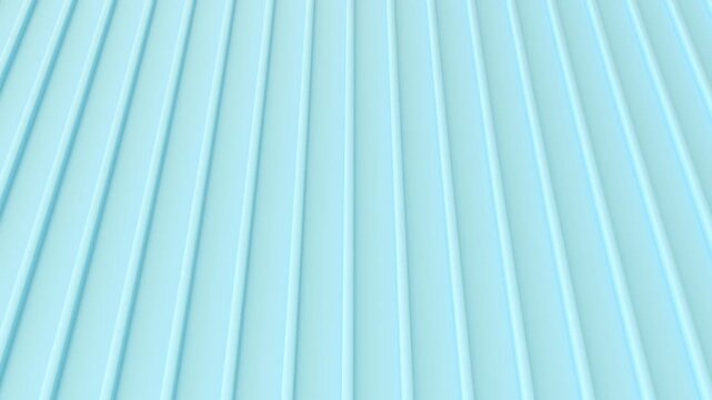 3D animation: The camera performs a smooth, continuous tracking shot to the right, gliding laterally across a monochromatic blue texture of uniform, vertical ridges.