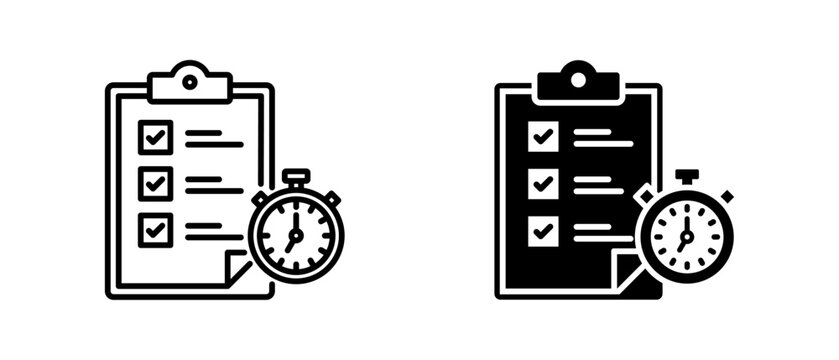 Task Management icon set with style outline and solid. vector simple elements for design and presentation.