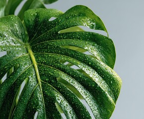 Tropical Green Leaves Botanical Background with Natural Texture