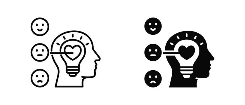 Emotional Intelligence icon set with style outline and solid. vector simple elements for design and presentation.