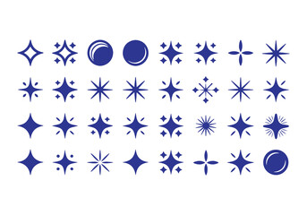  Comprehensive Set of Black Star Sparkles and Geometric Circular Icons for Celestial Design Layouts Vector © DUCK GRAPHICS