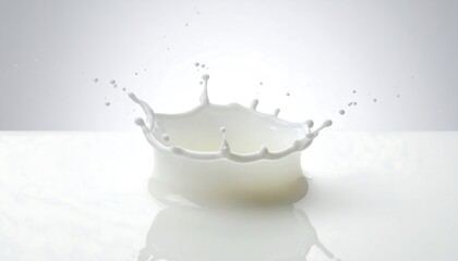 Milk Splashing on White Surface Closeup.