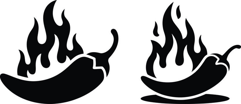 A pair of fiery chili peppers on a white background.