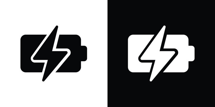 Horizontal battery icon with a bold lightning strike. Design represents quick charge technology, fast power delivery, and high-performance energy storage for tech hardware.