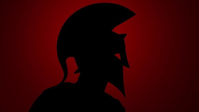corinthian. Corinthian helmet in profile, silhouette against deep red background. event programs, museum guides, designed for cultural heritage projects and event programs, preserves heritage.