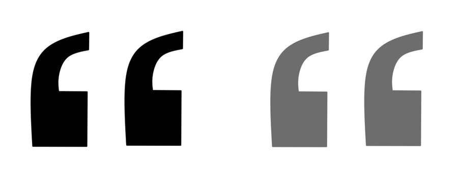 Quotation mark icons isolated on a clean white background for creative design and literary projects. Vector illustration quotation mark icon set