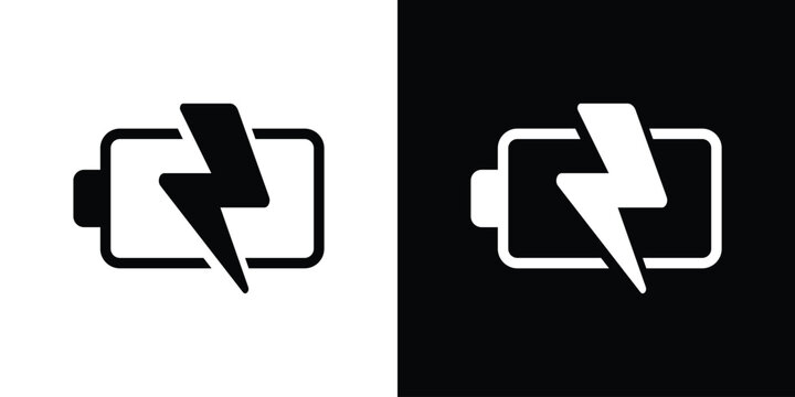 Horizontal battery icon with a bold lightning strike. Design represents quick charge technology, fast power delivery, and high-performance energy storage for tech hardware.