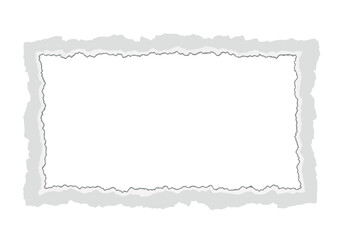 Obraz premium A ripped paper frame border with a white empty rectangle in the middle, isolated on a white background, perfect for graphic design and creating collages