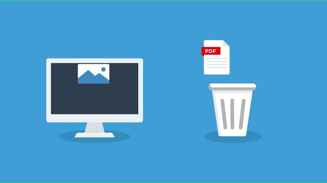 4K animation deleting file computer to trash or recycle bin	
