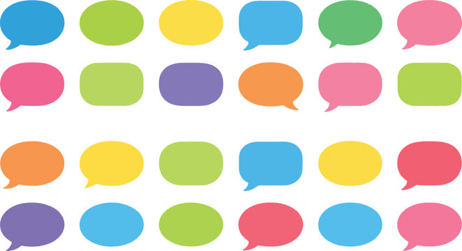 Big set of speech bubbles. Collection of colorful speech balloon, chat bubble or dialog boxes on white background. Different Speech bubbles for talk, dialogue, decoration. Vector Art & Illustration