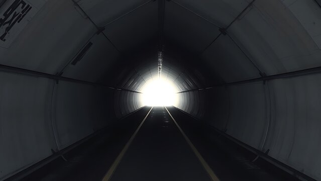 answerable. Architectural tunnel with converging lines and fading natural light, perspective receding into darkness. real-estate listings.