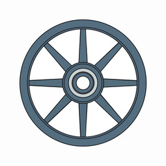 Obraz premium Illustration of a classic wooden wheel design with a central hub and spokes; stylized vector rendering of a traditional cart wheel