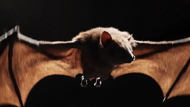 Bat in Flight - A Close-Up View of a Nocturnal Creature.