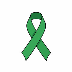 Green Awareness Ribbon Symbol of Support and Solidarity on a White Background