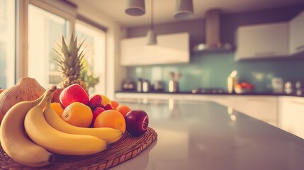 フルーツと朝のキッチン
