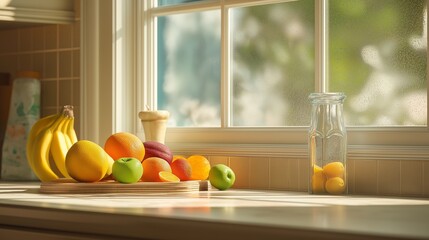 フルーツと朝のキッチン