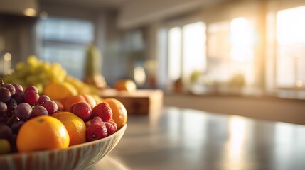 フルーツと朝のキッチン