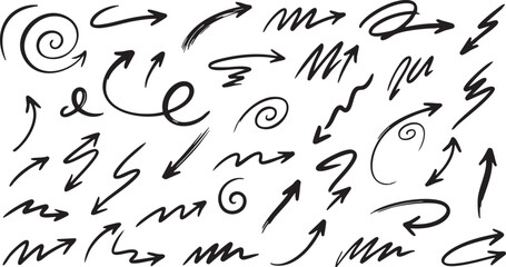 Obraz premium Black Arrow Icons Set: Hand-Drawn Directional Arrows 
