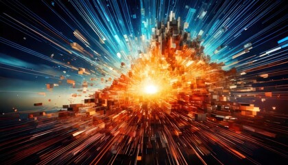 Explosive Burst of Light and Energy in Abstract Design.