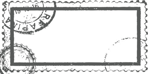 Vintage postage stamp frame with distressed postmarks and blank border for mail and travel themes vector illustration © GraphixEra