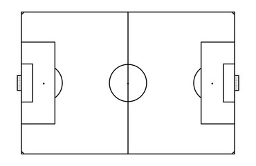 Vector football pitch layout with official markings in top view © Yevhenii
