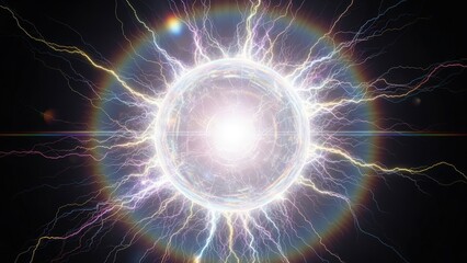 Vibrant lightning storm with radiant energy burst