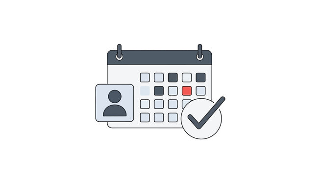 Check mark on calendar with profile.