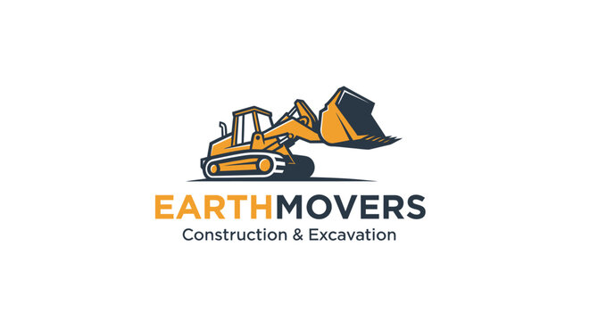 Earthmovers Construction and Excavation Logo with Front Loader.