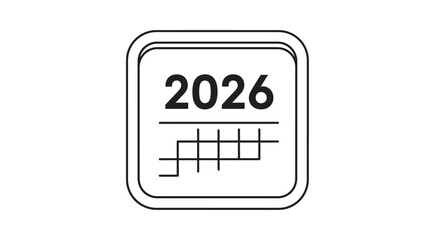 Fototapeta premium Calendar icon for the year 2026.