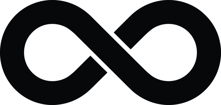Black infinity symbol on white background. Concept for eternity, endlessness, and limitless.