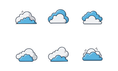 Obraz premium Collection of cartoon cloud illustrations depicting various weather conditions and emotions
