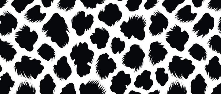 Animal Leopard Print with Jagged Black Spots and White Camouflage Patterns