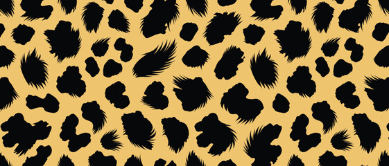 Fototapeta premium Vibrant Leopard Fur Print with Black Spots on Yellow Background, Stylized Wild Pattern Design (Dynamic Wildlife Texture, Camouflage Effect)