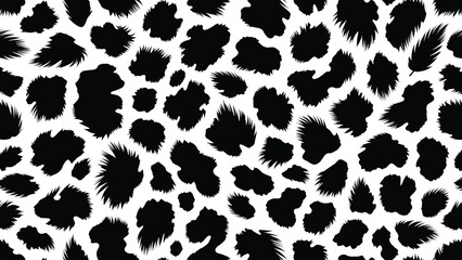 Obraz premium Striking Black and White Leopard Print Pattern with Irregular Spots Organic Overlapping Design