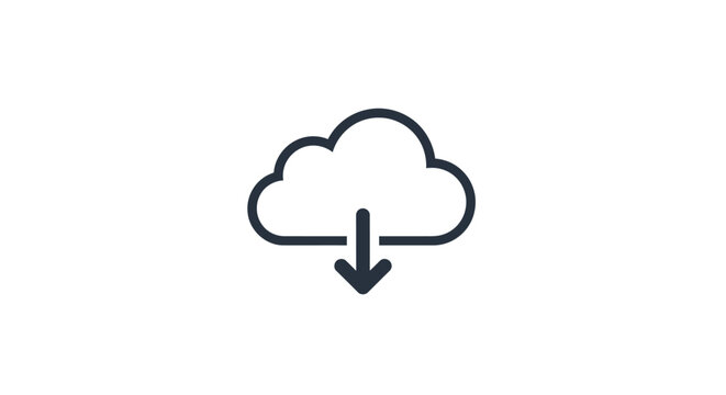 Cloud Download Icon Simple Design Element.