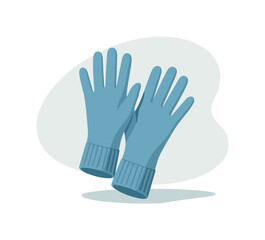 Obraz premium Pair of blue rubber gloves for cleaning or household chores