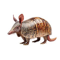 Obraz premium Armadillo with Segmented Shell and Pink Ears Standing on a Black Background animal mammal isolated on a transparent background