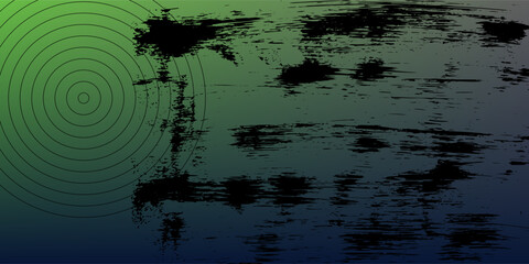 Abstract Grunge Glitch Background With Green Blue Gradient and Concentric Target Rings