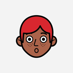 Obraz premium Cartoon portrait of a child with surprised expression and red hair