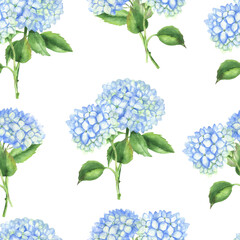 Seamless pattern of hydrangea bouquet