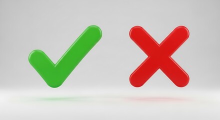 Green checkmark and red cross symbols indicate choice.