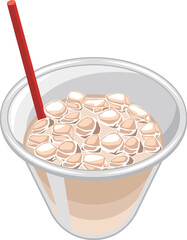 氷の入ったテイクアウトのカフェオレ