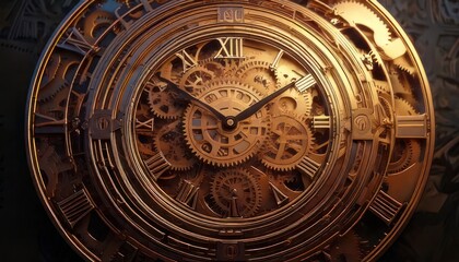 Obraz premium Intricate Golden Clockwork - A Symphony of Gears and Time.