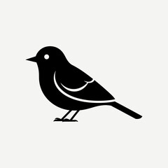 Obraz premium Black Bird Silhouette Icon – Minimal Flying Sparrow Vector Illustration